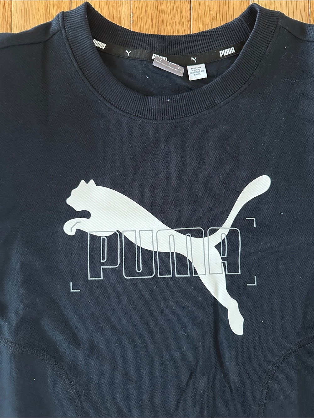Puma Black Crewneck Sweatshirt with White Logo - Picture 3 of 7